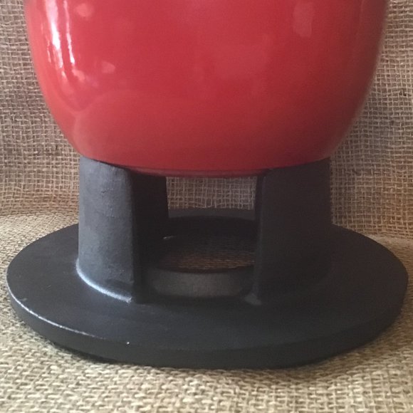 Cast Iron Enamel Fondue Set with Cast Iron Stand - Picture 5 of 12